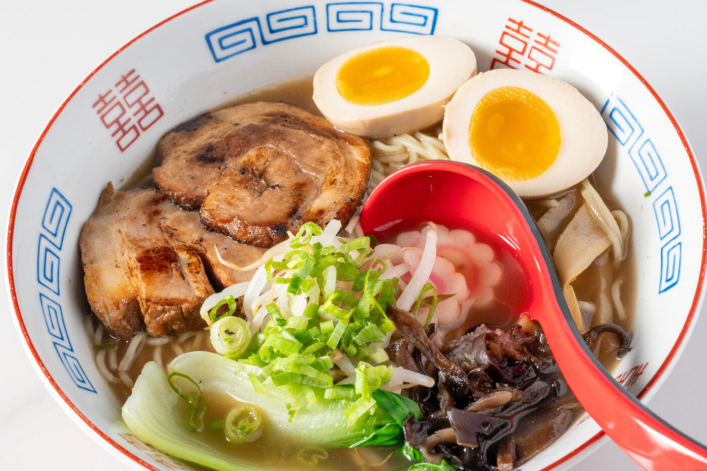 Shoyu Ramen with chashu pork, soft egg and bamboo shoots - East Moon Centennial CO