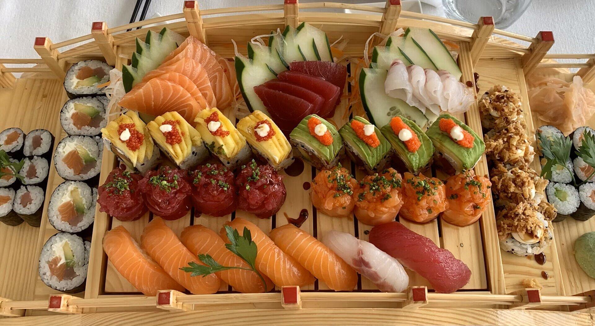 Bento box lunch special at East Moon Asian Bistro